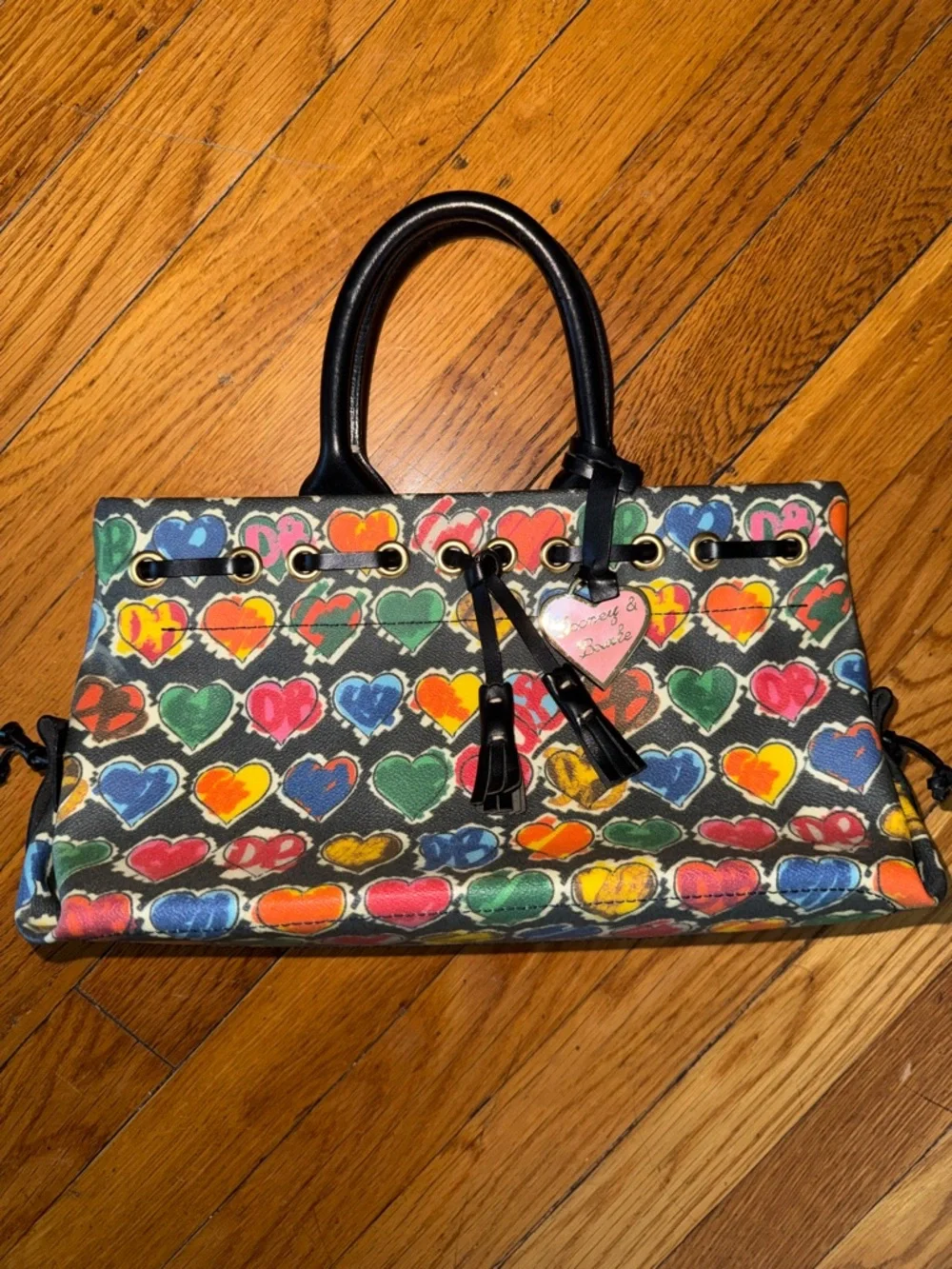 DOONEY AND BURKE colorful Hearts Print Tote Handbag Multicolor NO STRAP